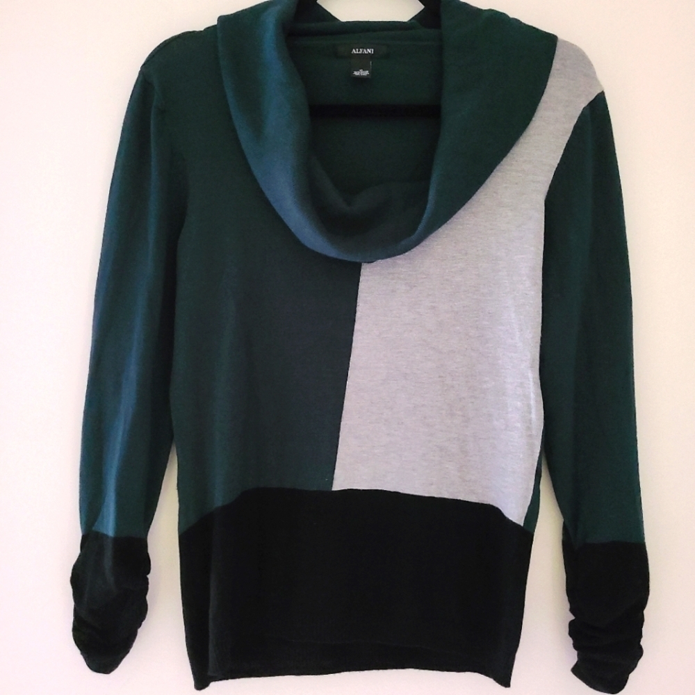 ALFANI  ruched sleeves cowl neck sweater